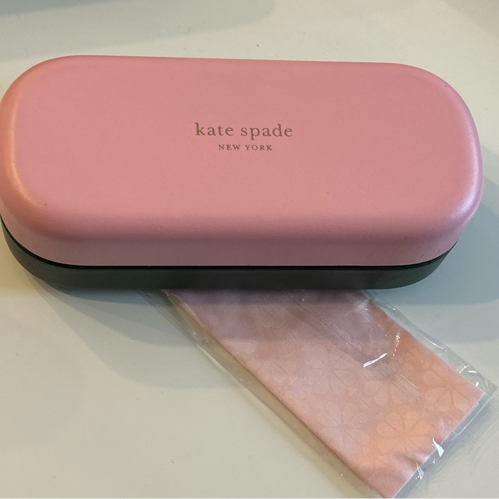 NEW KATE SPADE HARD LARGE PINK GREEN CLAMSHELL CASE sunglasses CLOTH.